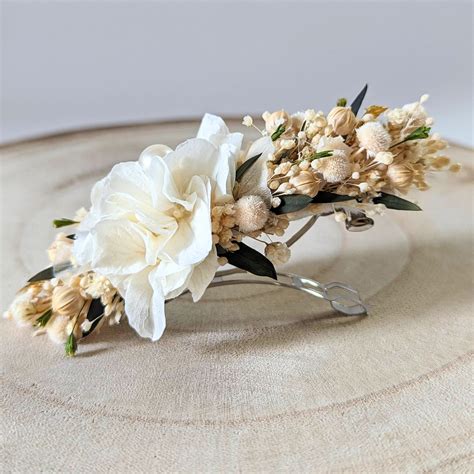 Barrette à cheveux en hortensia stabilisé