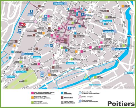 Plan de la ville de Poitiers et de Pacé avec emplacement des résidences