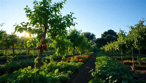 Arbres fruitiers protégeant des légumes du soleil