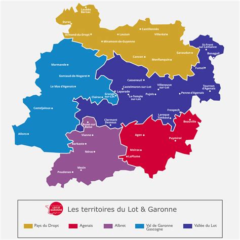 Carte du Lot-et-Garonne et zones de culture de fruits secs