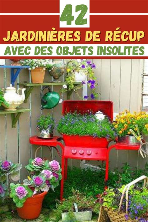 divers petits objets reconvertis en jardinières de fleurs miniatures
