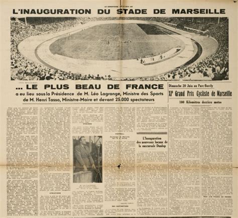 Photographie d'archives de l'inauguration du Stade Vélodrome
