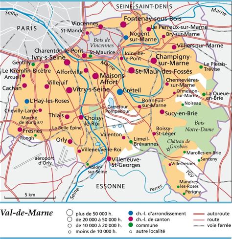 carte du Val-de-Marne avec la Queue-en-Brie mise en évidence