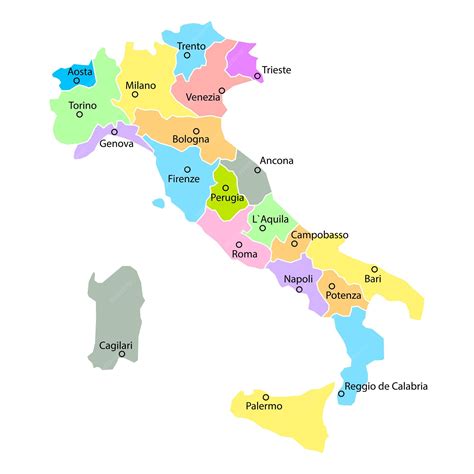 Carte des régions productrices de noisettes en Italie