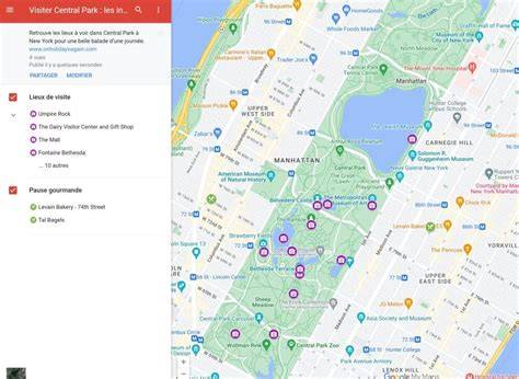 Carte des spots de bloc dans Central Park