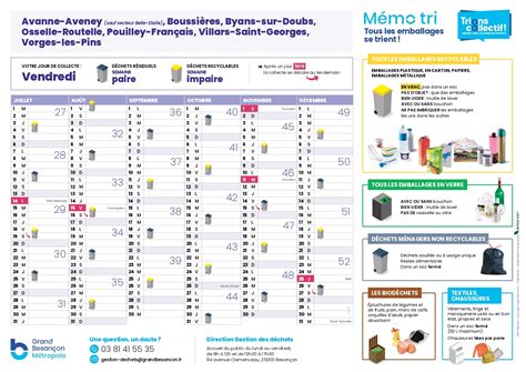 Calendrier de collecte des déchets