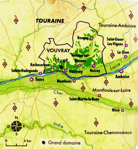 Carte géographique de l'appellation Vouvray
