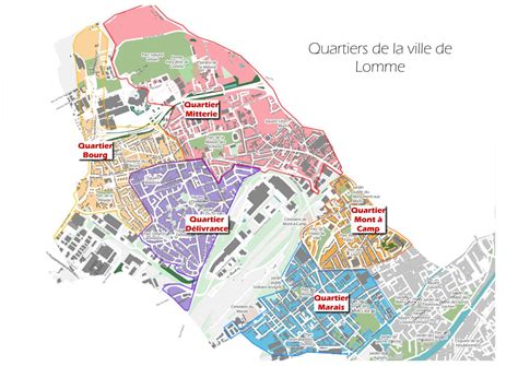 Plan de la ville de Lomme avec la Rue des Hortensias mise en évidence