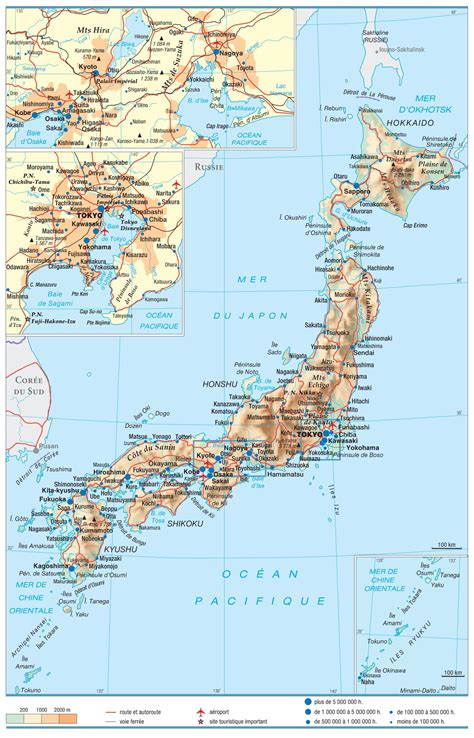 Carte du Japon avec les zones montagneuses