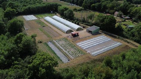 Schéma d'une ferme maraîchère biologique avec différents ateliers