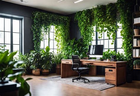 bureau avec design biophilique et plantes
