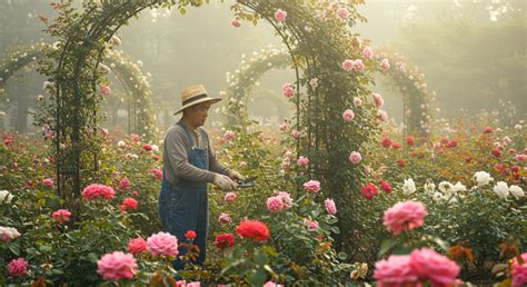 Rosiers en pleine floraison avec une étiquette d'engrais riche en oligo-éléments