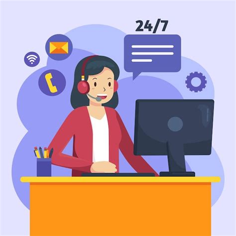 Illustration de l'équipe de support client disponible 24/7