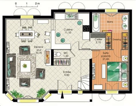 Plan général d'une maison bourgeoise avec allées et jardins