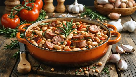Plat de cassoulet avec des haricots Tarbais