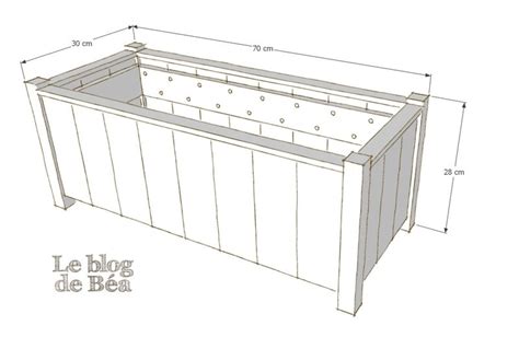 Schéma de construction d'une jardinière en bois avec les dimensions