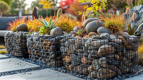 Exemple de gabions en pierre naturelle dans un jardin
