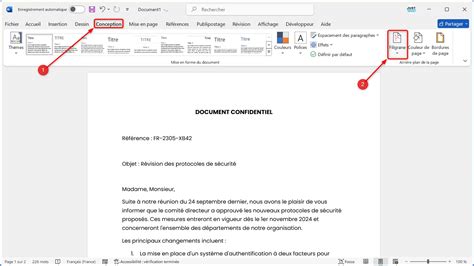 Exemple de filigrane CONFIDENTIEL