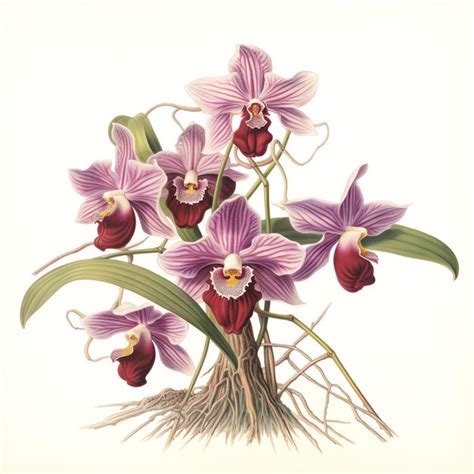 Illustration d'une orchidée Phalaenopsis en pleine floraison avec des racines saines