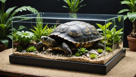 Tortue terrestre dans un terrarium avec un substrat adapté