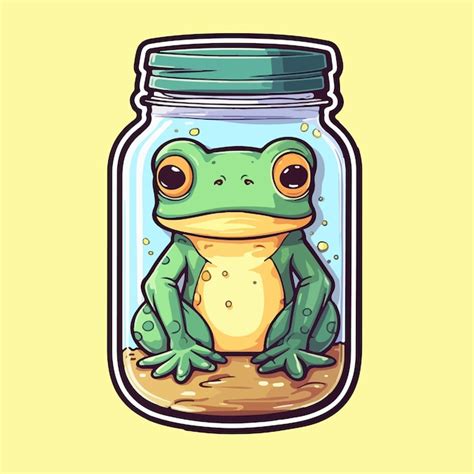 Dessin d'une grenouille dans un bocal avec une échelle