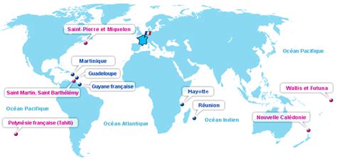 Carte des territoires d'outre-mer français éligibles au dispositif Girardin