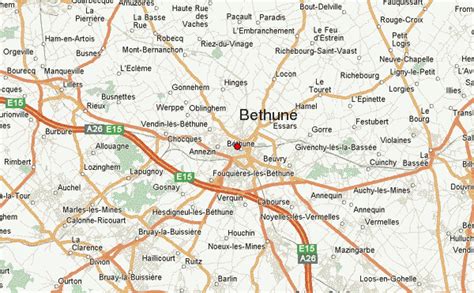 Carte des villes proches de Béthune