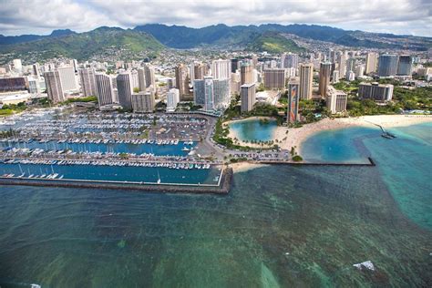 Vue aérienne de la plage de Waikiki, Honolulu