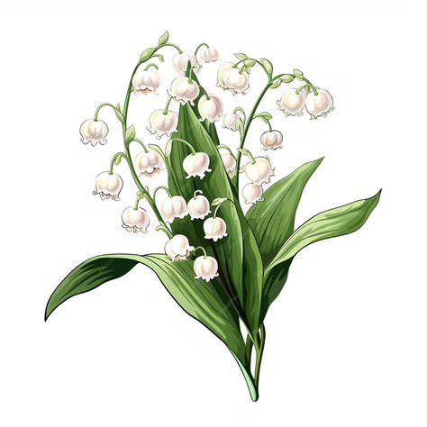 Illustration d'un brin de muguet avec ses clochettes