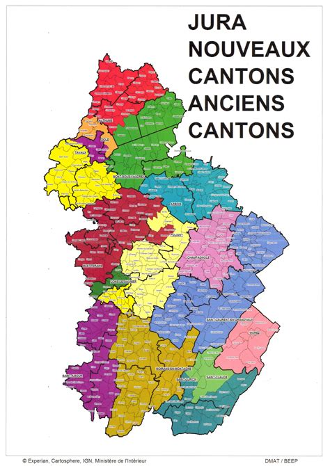 Carte du Jura montrant Courlaoux et les communes avoisinantes