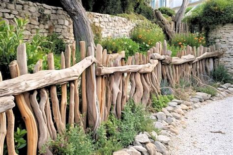 Clôture décorative en rondins de bois
