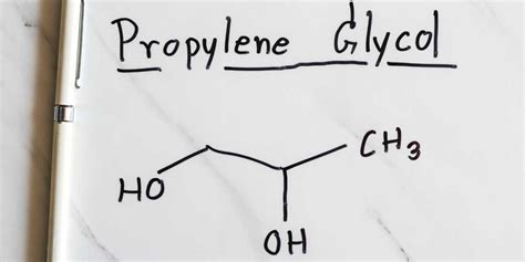 Diagramme simplifié de la composition d'un arôme concentré (propylène glycol et arômes alimentaires)