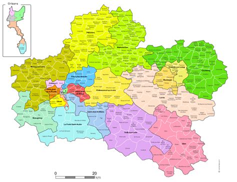Carte ancienne du Loiret avec les juridictions