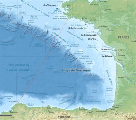 Carte des courants marins du Golfe de Gascogne