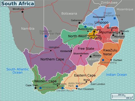 Carte de l'Afrique du Sud et l'île de la Réunion