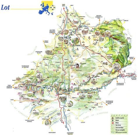 Carte du Lot avec les centres de stages de récupération de points