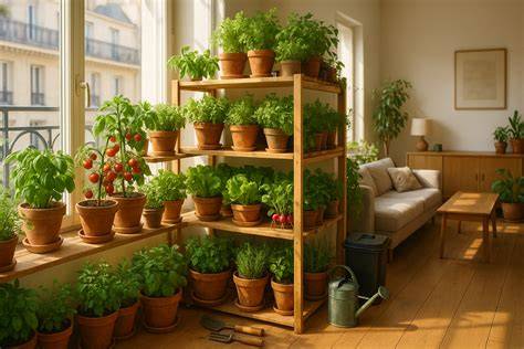 potager d'intérieur dans la cuisine