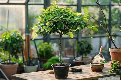 Arbre au Caramel cultivé en pot sur une terrasse