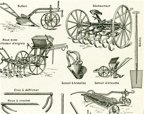 Outillage agricole ancien tiré par un cheval