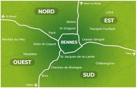 Carte de Rennes et sa périphérie