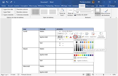 Schéma illustrant la fusion et le fractionnement de cellules dans un tableau Word