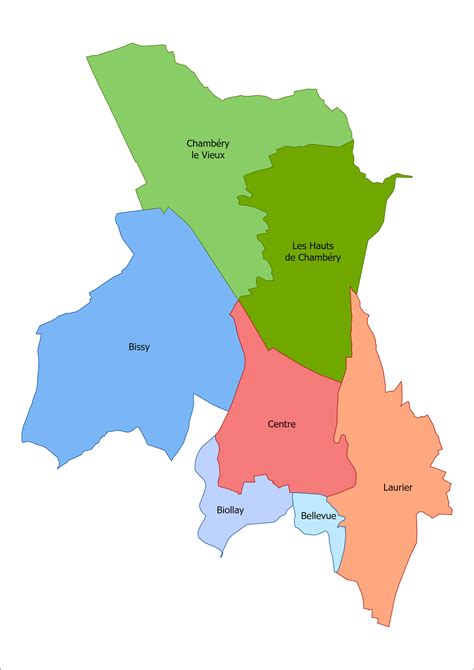 Carte de Chambéry avec les principaux quartiers