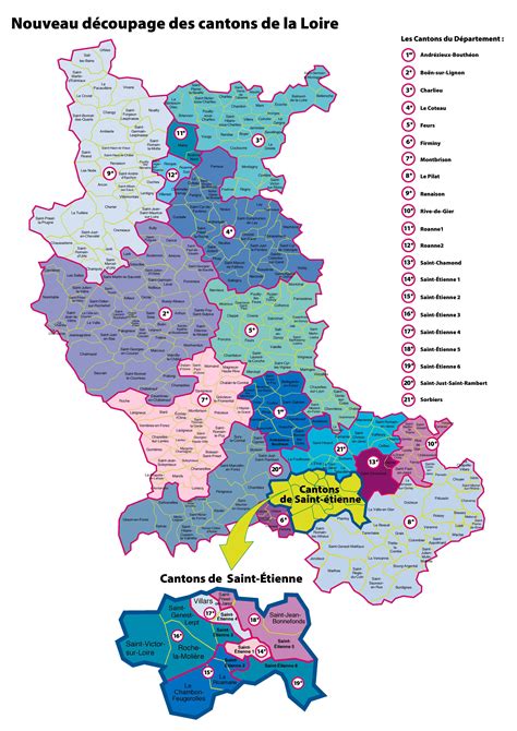 Carte du département de la Loire (42)