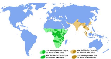 Carte de répartition des éléphants d'Afrique