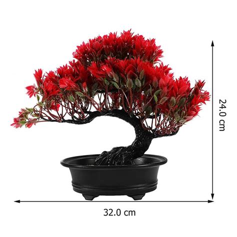 Bonsaï artificiel avec fleurs rouges