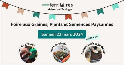 Illustration d'une foire aux semences paysannes avec des étals colorés de graines diverses