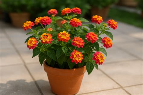 Lantana fleurissant en plein soleil