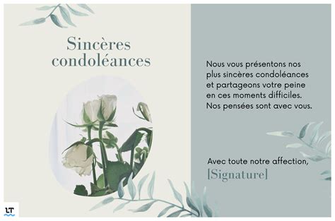 Carte de condoléances avec motif floral