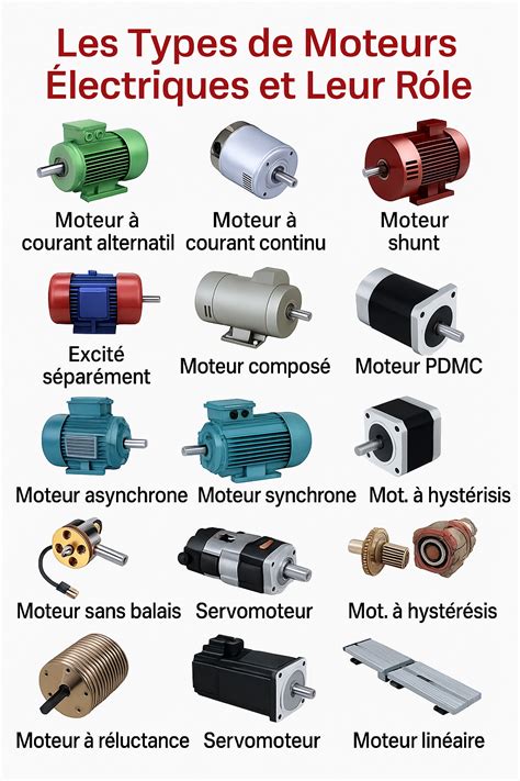 Schéma des différents types de moteurs disponibles pour la Eurosystems P55 avec leurs spécifications