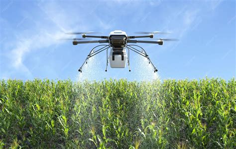 Drone agricole pulvérisant des cultures